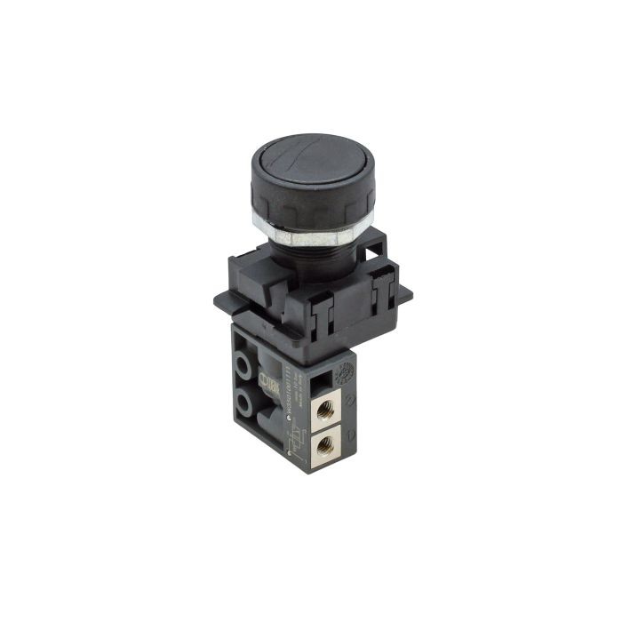 RIEGLER 3/2 Mini Valve, manual, pushbutton, NC, monostable, M5 side-mounted