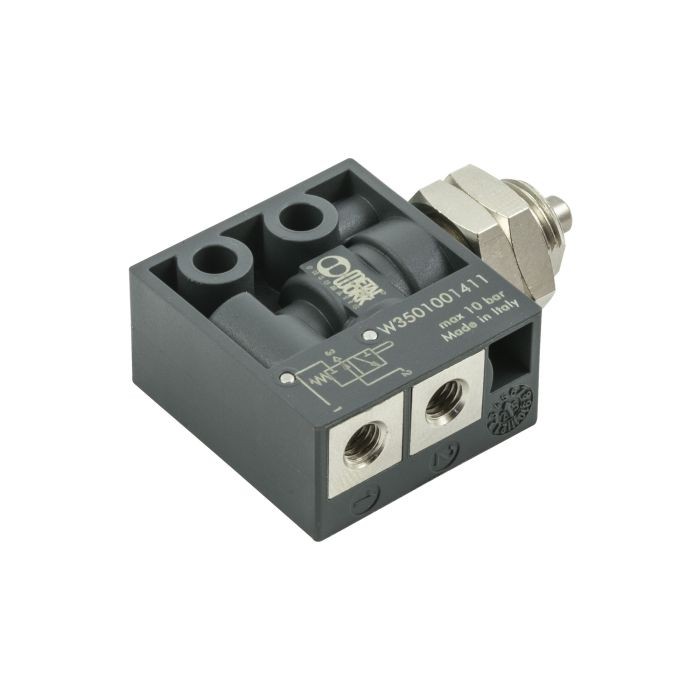 RIEGLER 3/2 Mini Valve, mechanical, spool type, panel-mounted, NC, M5 side connection