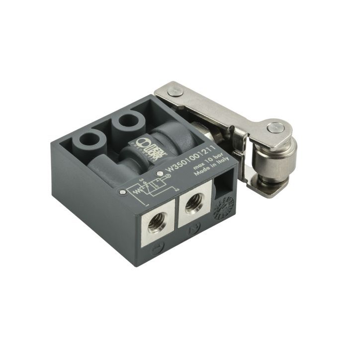 RIEGLER 3/2-Wege-Miniaturventil, mechanisch, Rollenhebel, NC, M5 seitlich