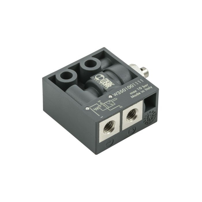 RIEGLER 3/2-way miniature valve, mechanical, spool type, NC, M5 side connection