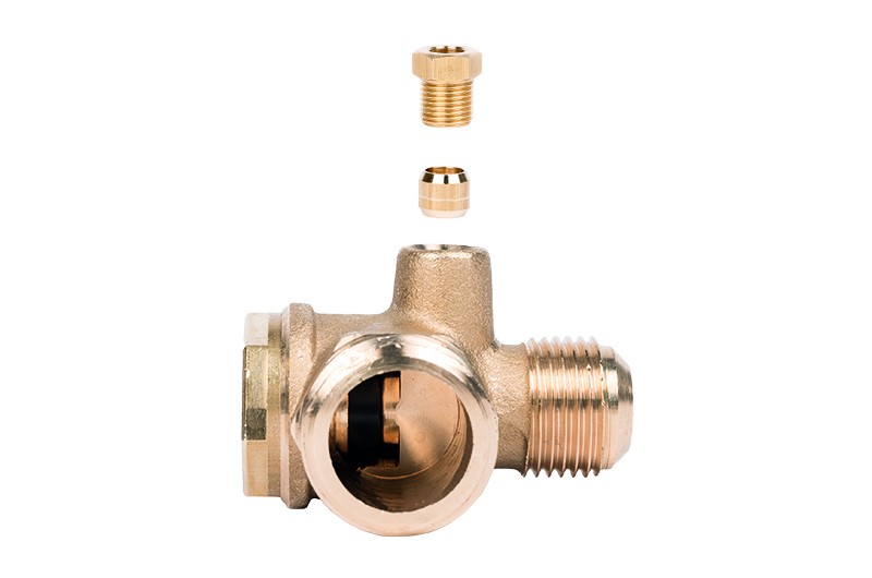 Winkel-Rückschlagventil 3/4" Abgang 1/2" Abgang 1/8" für Schlauch AD 6 mm