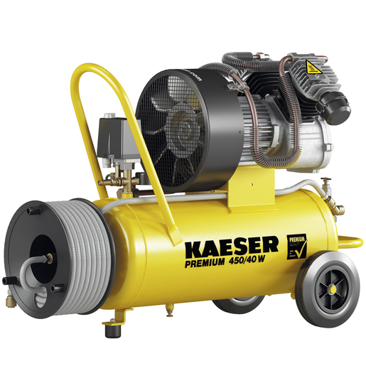 KAESER Reciprocating compressor model PREMIUM 450/40 W with hose reel ...