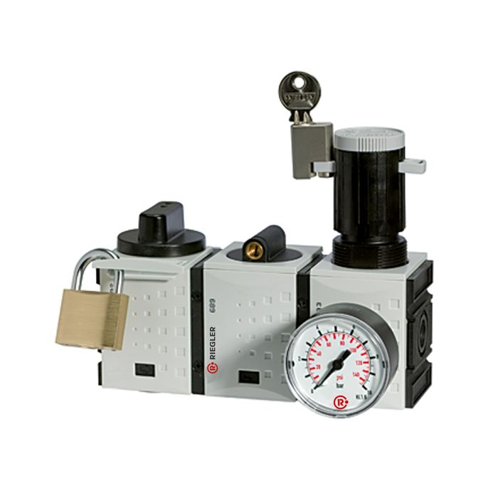 [100244] RIEGLER Wartungsstation SAFETY »FUTURA«, KH-AV-DR, BG 1, G 3/8, 2,5-8 bar