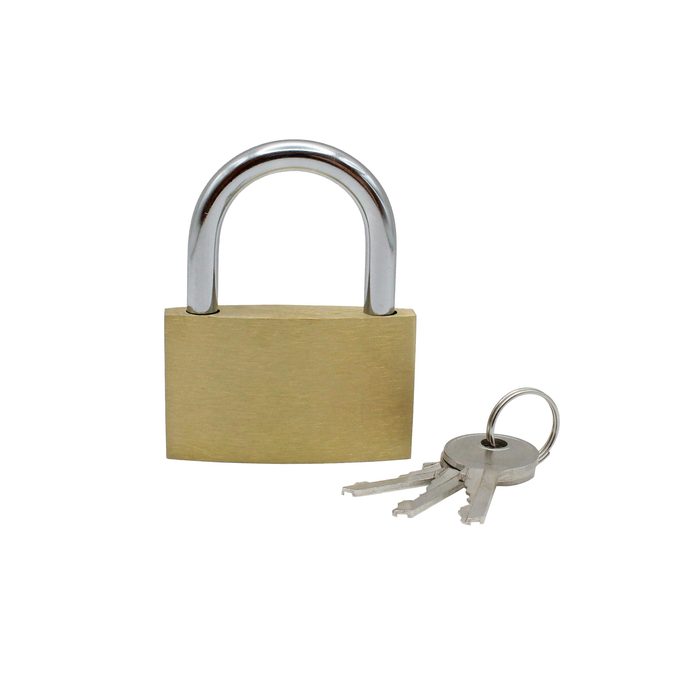 [100273] Riegler Padlock, brass, 50 mm, band Ø 6 mm, incl. 3 keys