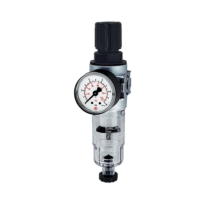 RIEGLER Filterregler »multifix-mini«, mit PC-Behälter, G 1/4, 0,5-10 bar