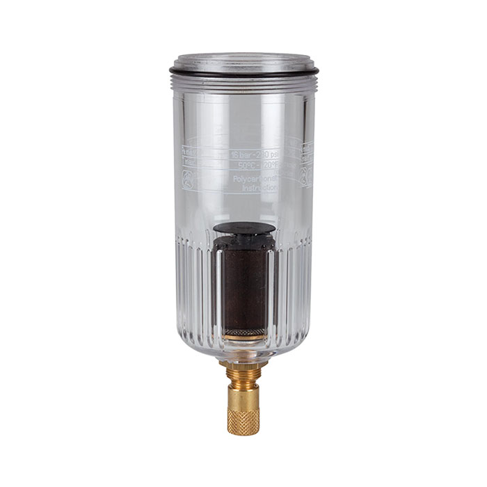 RIEGLER Polycarbonatbehälter, inkl. O-Ring, vollautom. Ablassventil, BG 3