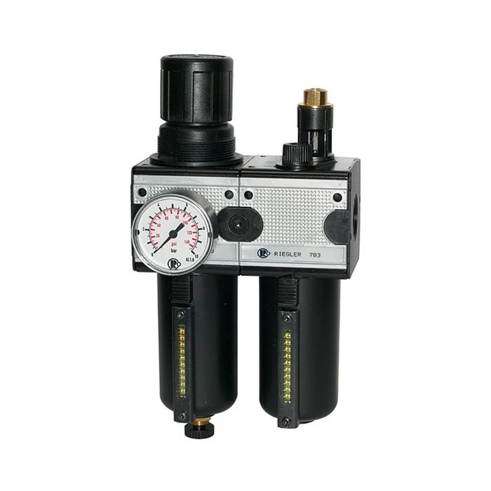 [100576] RIEGLER Wartungseinheit 2-tlg. »multifix« mit Metallbehälter, BG 1, G 1/4