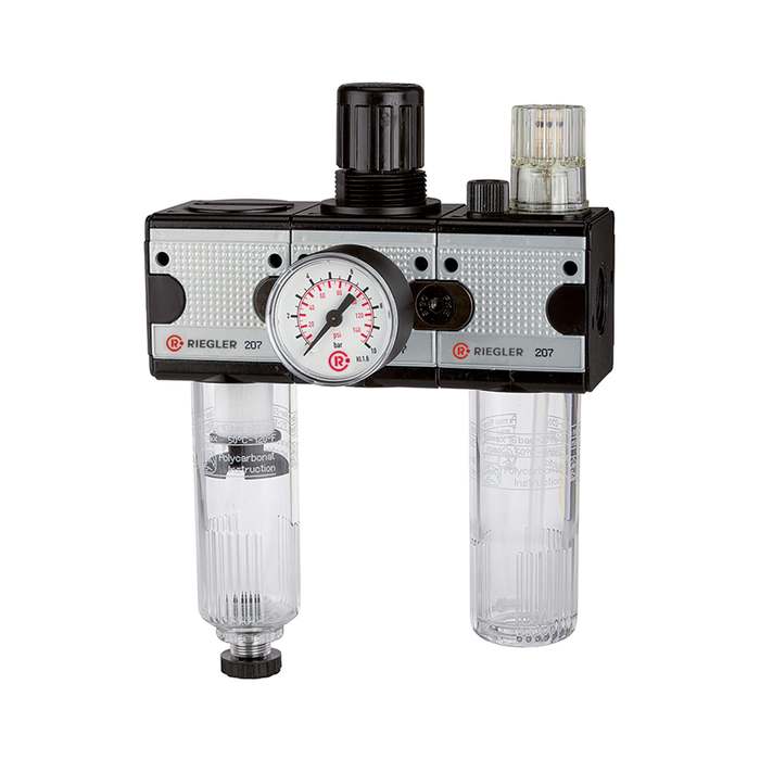 [100581] RIEGLER Service unit 3-part »multifix« with PC container, Size 1, G 1/4