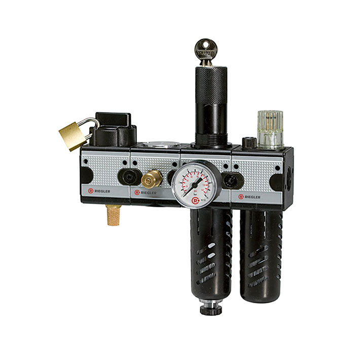 RIEGLER Wartungsstation SAFETY »multifix«, KH-AV-2-tlg.-WE, HA, BG1, G1/4