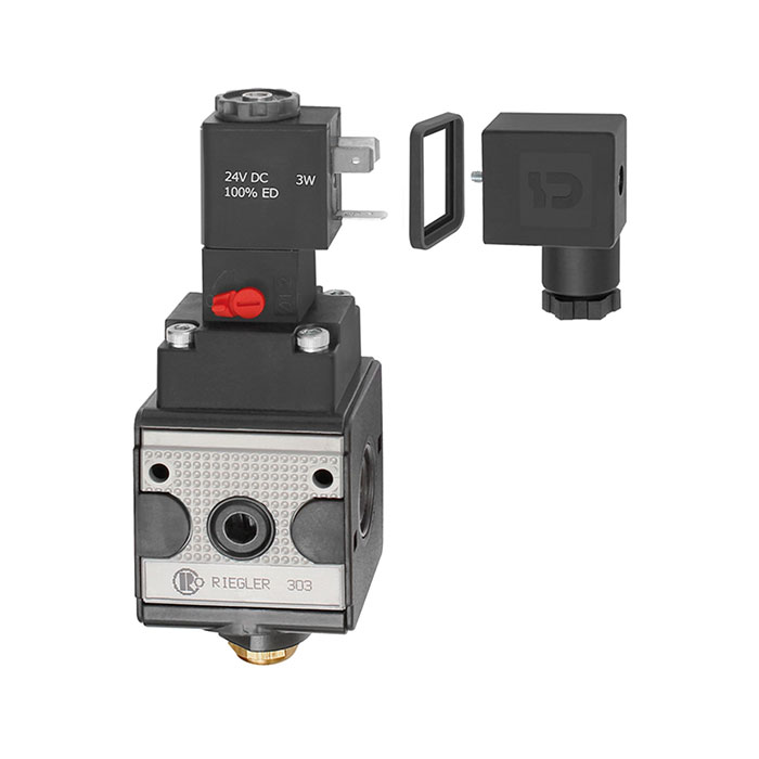RIEGLER Switch valve (3/2-way valve) »multifix«, 110 V AC, Size 1, G 1/4