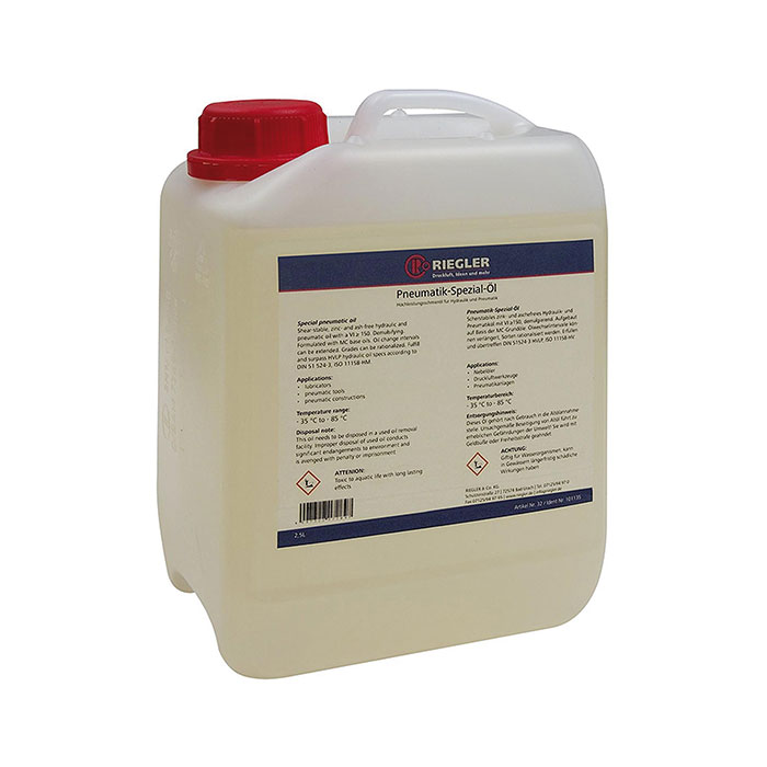 RIEGLER Pneumatic special oil, in canister 2.5 litre, incl. box and docu.