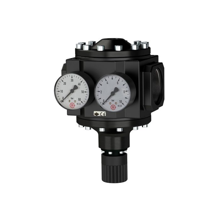 [101140] RIEGLER Large pressure regulator, 2 pressure gauges, G 2, 0.5 - 6 bar