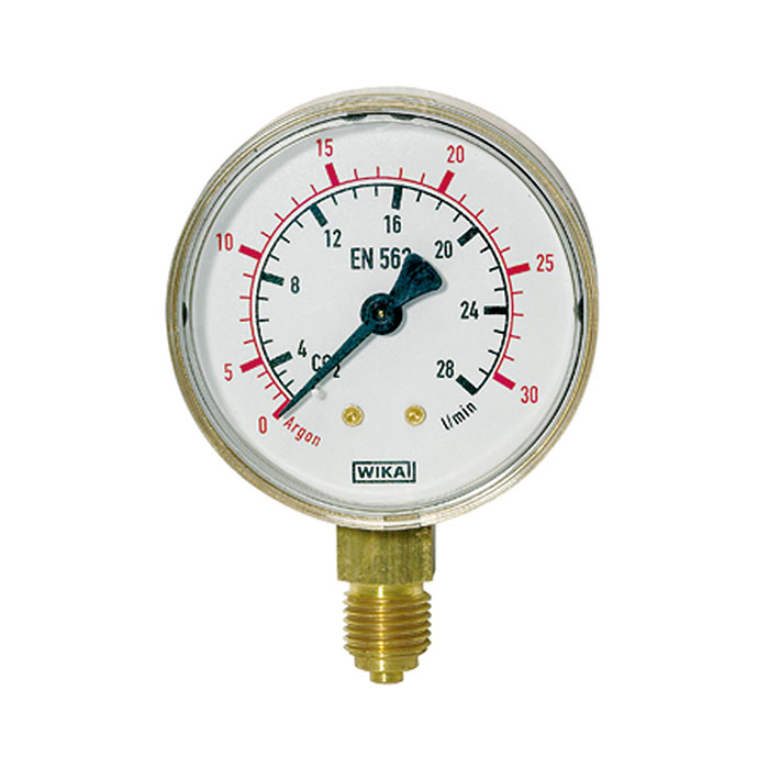 RIEGLER Pressure gauge argon, G 1/4 radial bottom, 0 - 30 L/min, Ø 63 mm