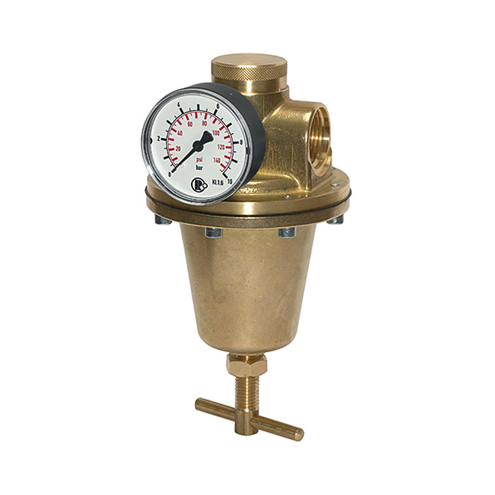 RIEGLER Pressure regulator for water, pressure gauge, G 1, 0.5 - 10 bar