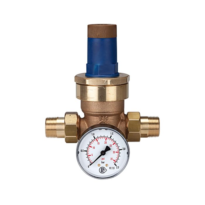 [101334] RIEGLER Pressure regulator for water, pressure gauge, R 3/4, 0.2 - 2 bar
