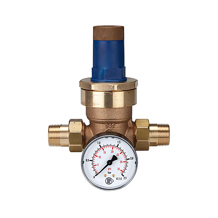 RIEGLER Druckregler für Wasser, inkl. Manometer, R 1, 0,2 - 2 bar