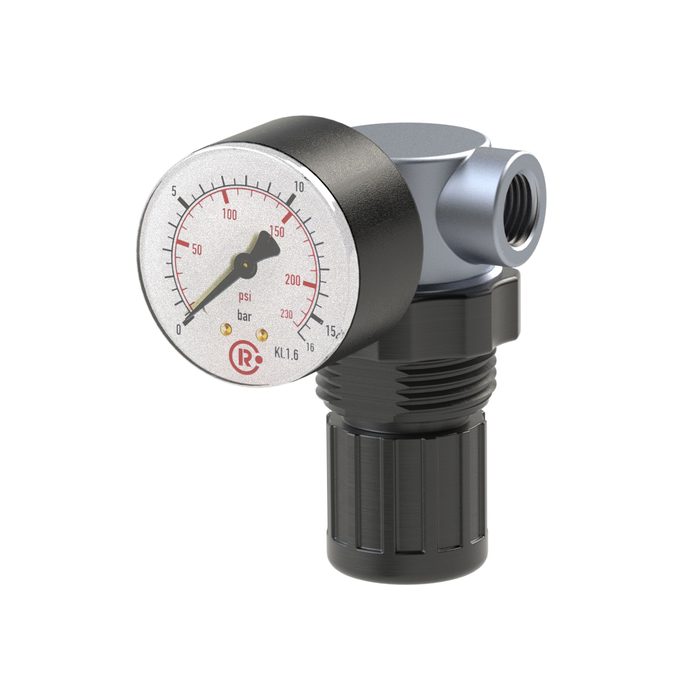 [101463] RIEGLER Pressure relief valve, incl. pressure gauge, G 1/4, 0.1 - 2 bar