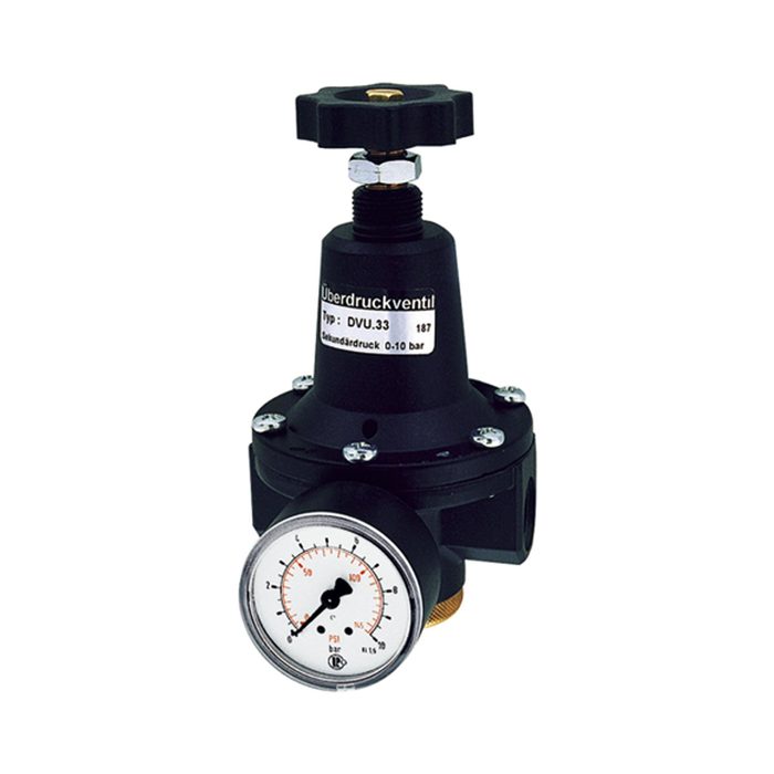 [101468] RIEGLER Pressure relief valve, incl. pressure gauge, G 1/2, 0.5 - 5.5 bar