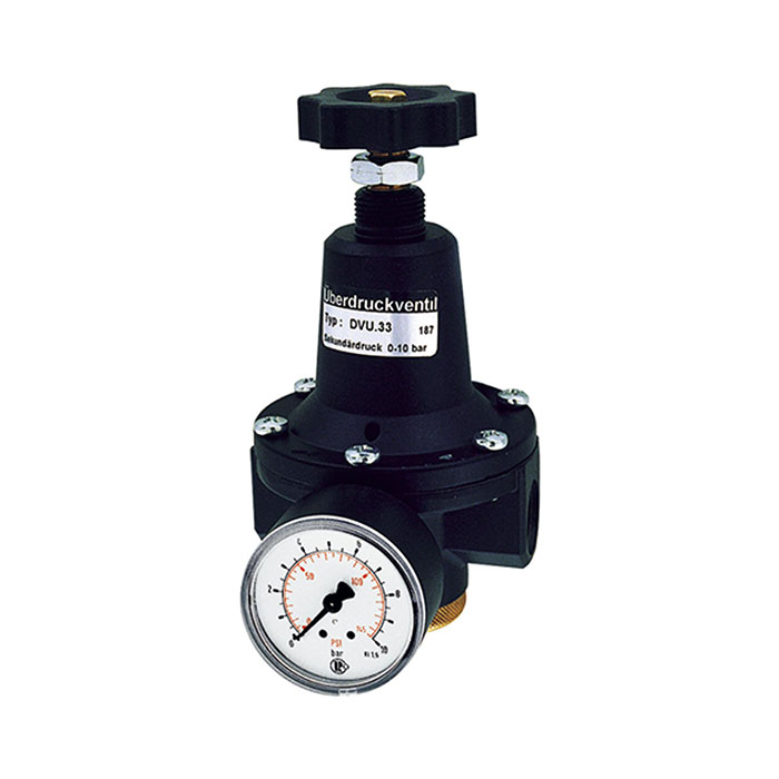 RIEGLER Pressure relief valve, incl. pressure gauge, G 1/2, 0.5 - 10 bar