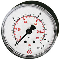 RIEGLER Standard pressure gauge, rear centric, G 1/4, 0 - 16 bar/230 psi