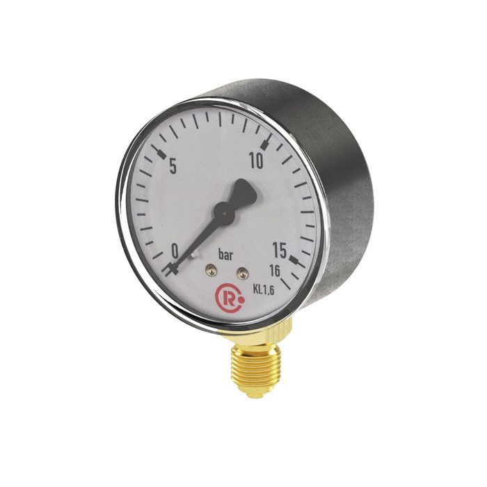 [101712] RIEGLER Standard pressure gauge, radial bottom, G 1/4, 0 - 1.6 bar, Ø 63