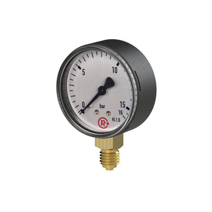 [101795] RIEGLER Standard pressure gauge, radial bottom, G 1/4, 0 - 1.6 bar, Ø 63