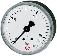 RIEGLER Standardmanometer, Stahlblechgeh., G 1/4 hinten, 0-100,0 bar, Ø63