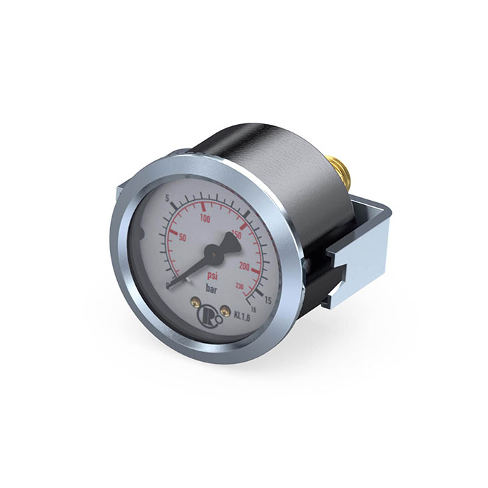 [101916] RIEGLER Standard pressure gauge, triangle front ring, G 1/8, 0 - 6 bar