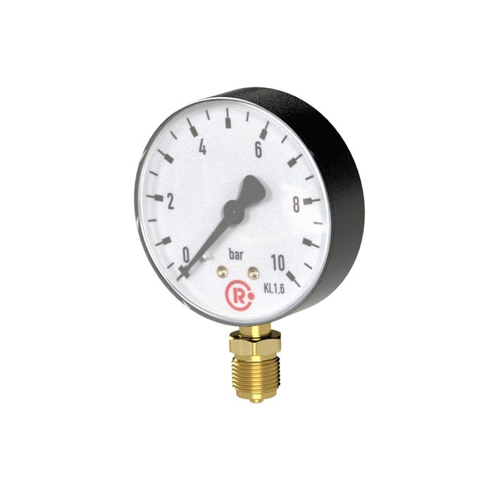[101978] RIEGLER Standard pressure gauge, radial bottom, G 1/2, 0 - 60 bar, Ø 100