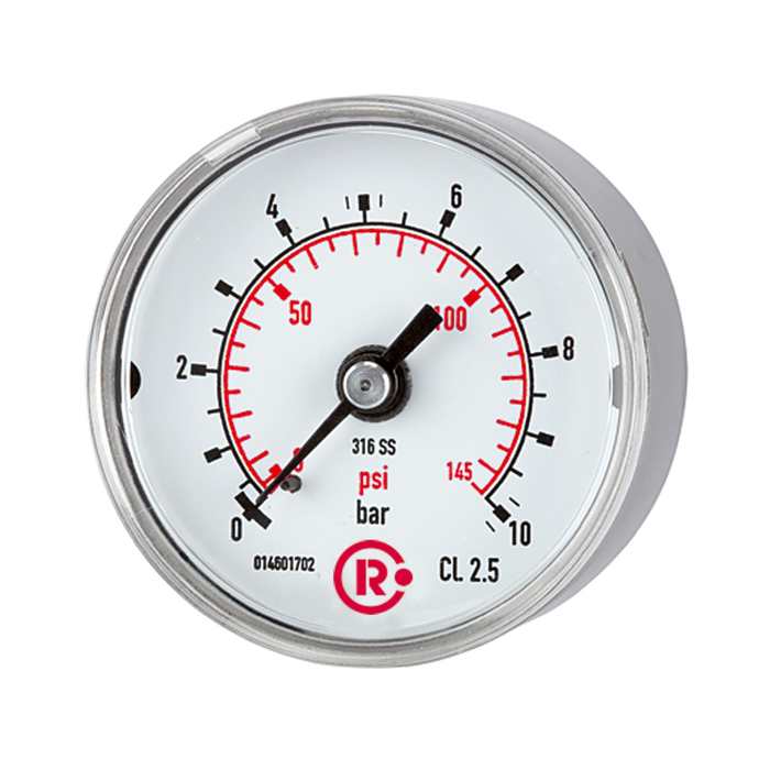 [102444] RIEGLER Standardmano, CrNi-Stahl, G 1/4 hinten zentr., 0 - 10,0 bar, Ø 50