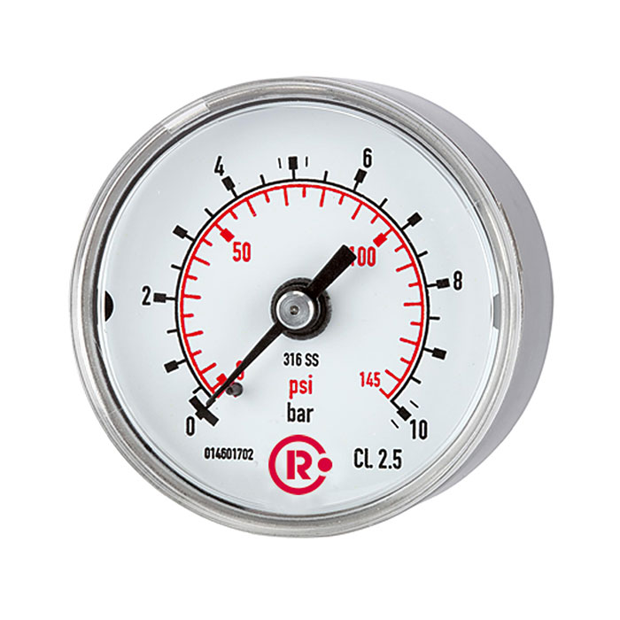 RIEGLER Standardmano, CrNi-Stahl, G 1/4 hinten zentr., 0 - 16,0 bar, Ø 50