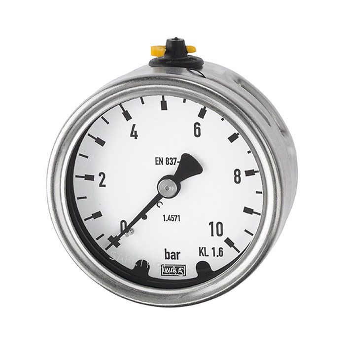 RIEGLER Manometer, CrNi-Stahl, G 1/4 hinten zentrisch, 0 - 6,0 bar, Ø 63