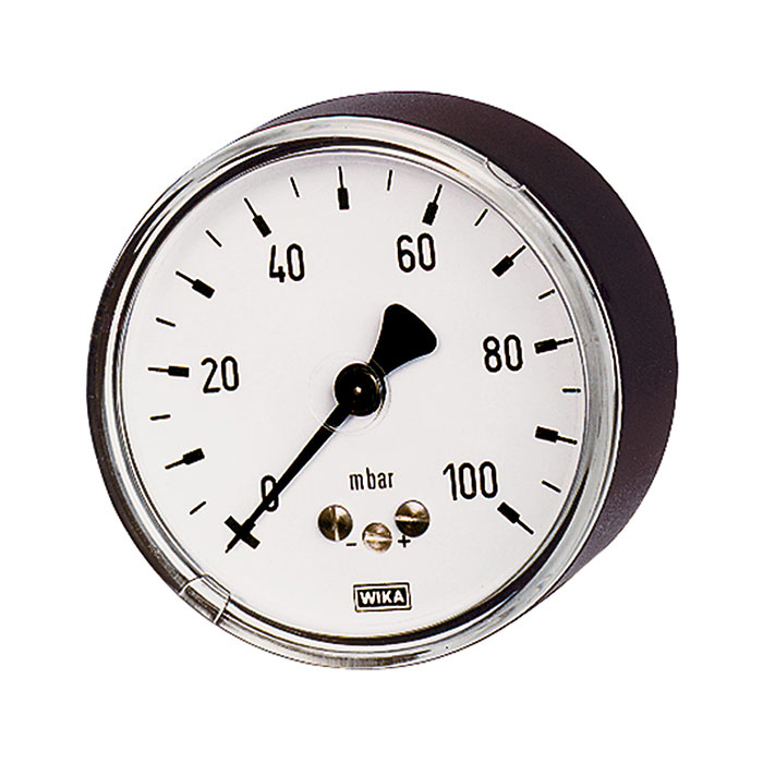 RIEGLER Kapselfedermanometer, G 1/2 hinten exzentr., 0 - 25 mbar, Ø 100