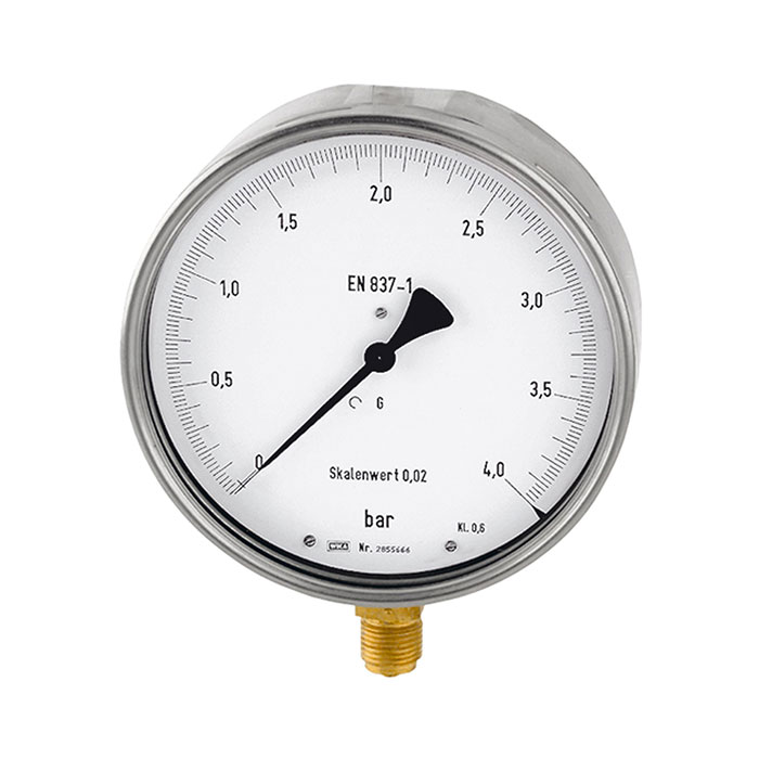 RIEGLER Feinmessmanometer, G 1/2 radial unten, -1 / 0,0 bar, Ø 160