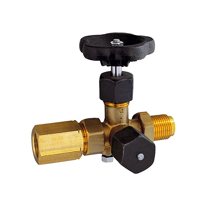 RIEGLER Blocking valve pressure gauge, taps-tension sleeve, brass, G 1/2