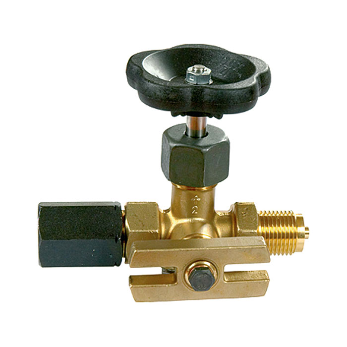 RIEGLER Blocking valve pressure gauge, taps-tension sleeve, brass, G 1/2