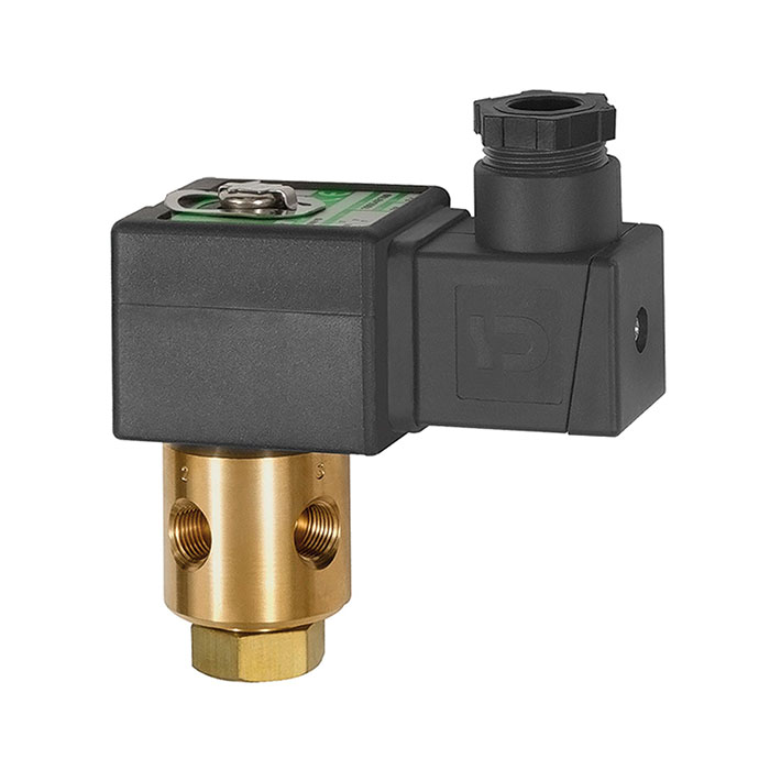 [102965] RIEGLER 3/2-way solenoid valve brass, NC, directly operated 24 V DC
