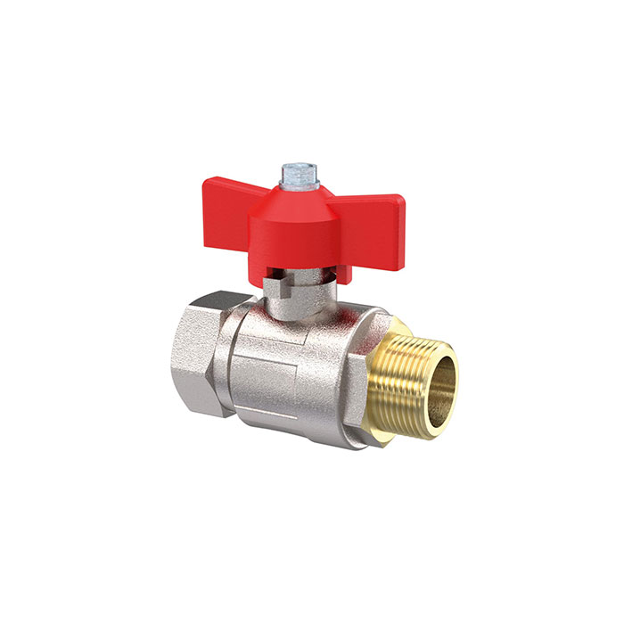 RIEGLER Ball valve, Standard type, IT/ET, nickel-plated brass, G 1