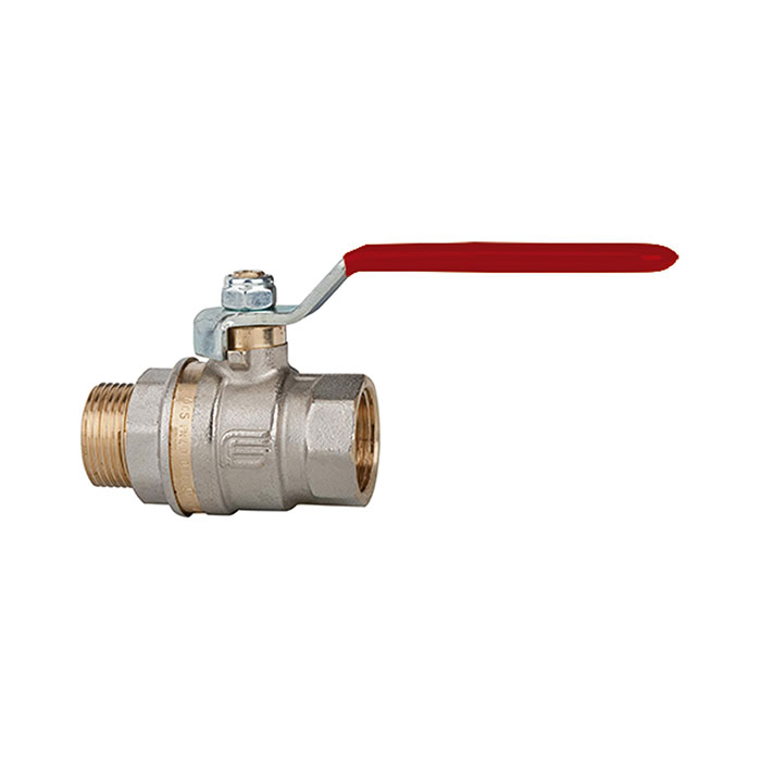 RIEGLER Ball valve standard design, red steel lever, IT/ET, G 1/2