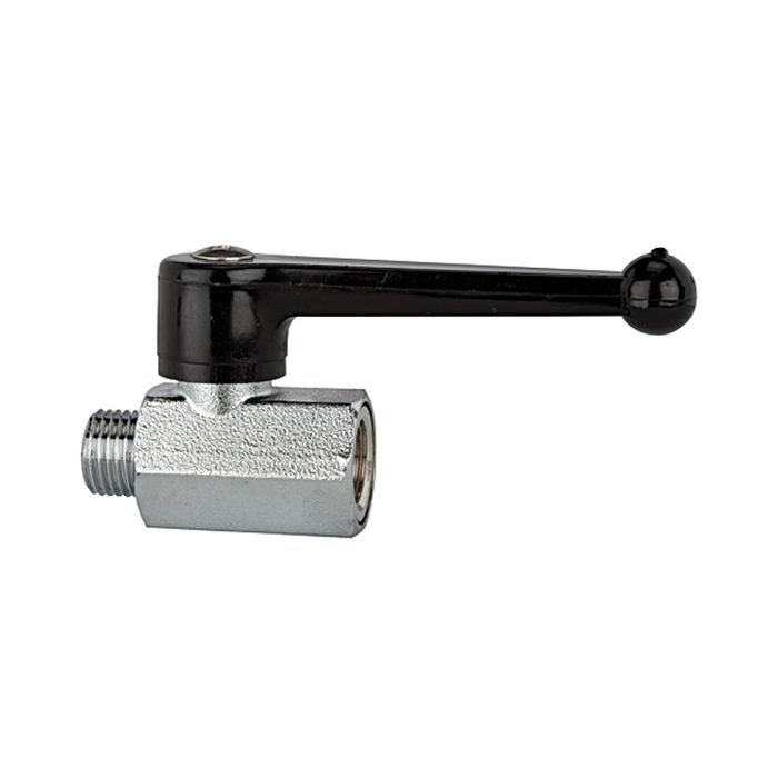 [103336] RIEGLER Mini-Kugelhahn, sandgestrahlt, MS vern., Handhebel, G 1/4 IG/AG