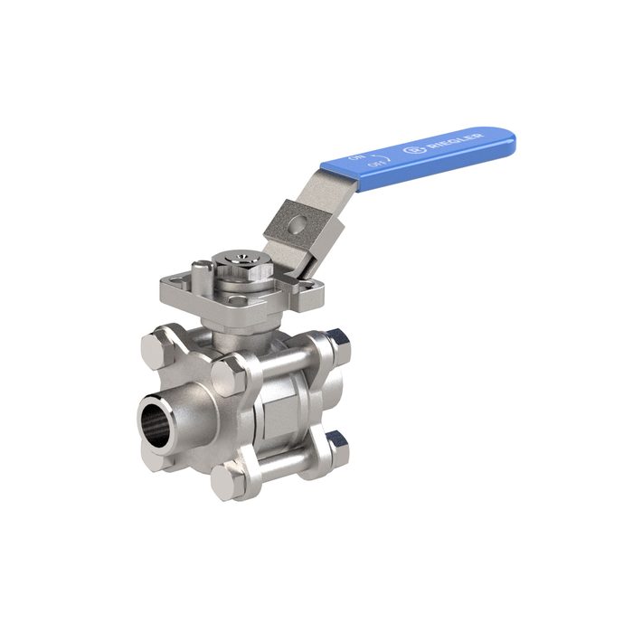 [103457] RIEGLER Stainless steel ball valve, weld-on studs, for tube O.D. 21.3 mm