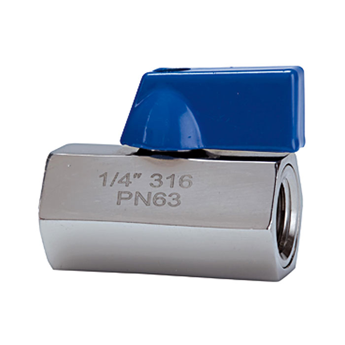 [103489] RIEGLER Mini ball valve, Stainless steel 1.4408 CF8M, IT/IT, G 1/4, DN 8