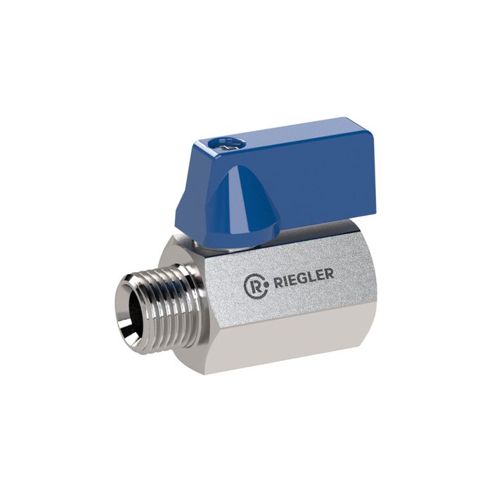 [103494] RIEGLER Mini ball valve, Stainless steel 1.4408 CF8M, IT/ET, G 1/2, DN 15