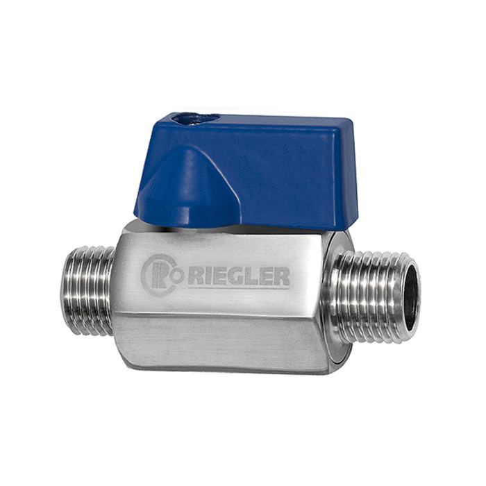 [103497] RIEGLER Mini ball valve, Stainless steel 1.4408 CF8M, ET/ET, G 1/2, DN 15