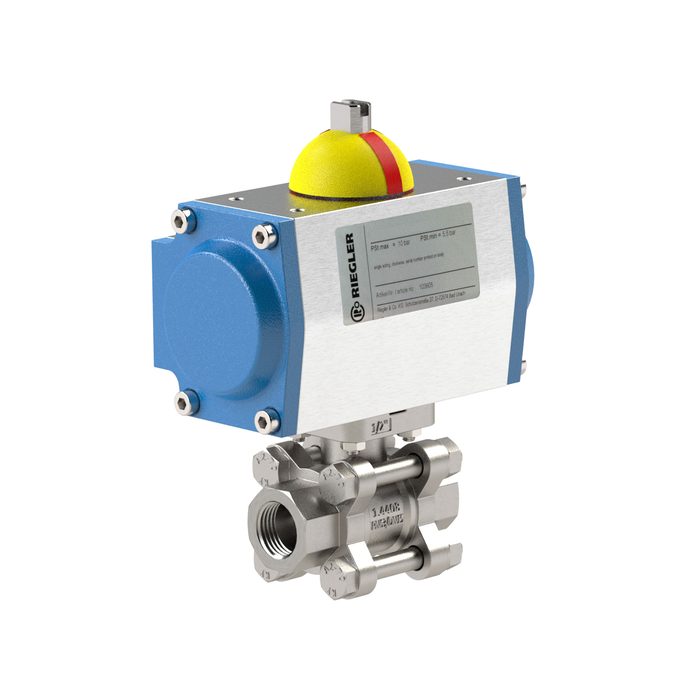 [103599] RIEGLER Stainless steel ball valve, Pneumat. actuation drive, Rp 1