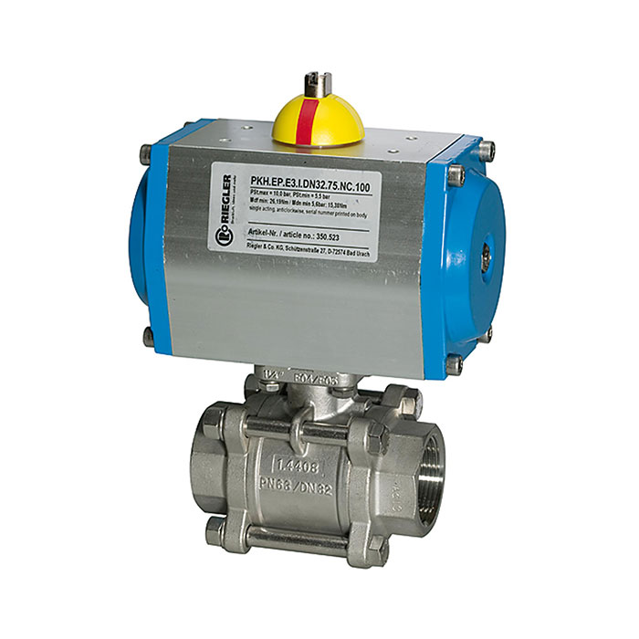 RIEGLER ES-Kuha, pneumat. Stellantrieb, einfachwirkend, Rp 1, DN 25
