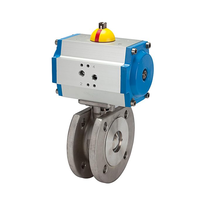 [103646] RIEGLER Compact flange ball valve, Pneumat. actuation drive, DN 100
