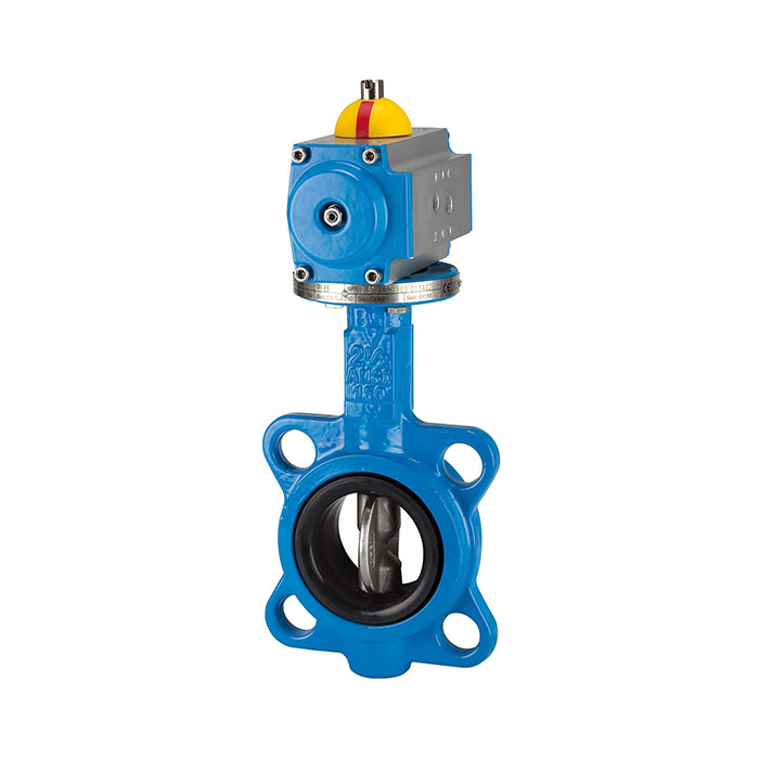 RIEGLER Intermediate flange blocking flap, Pneum. actuation drive, DN 50