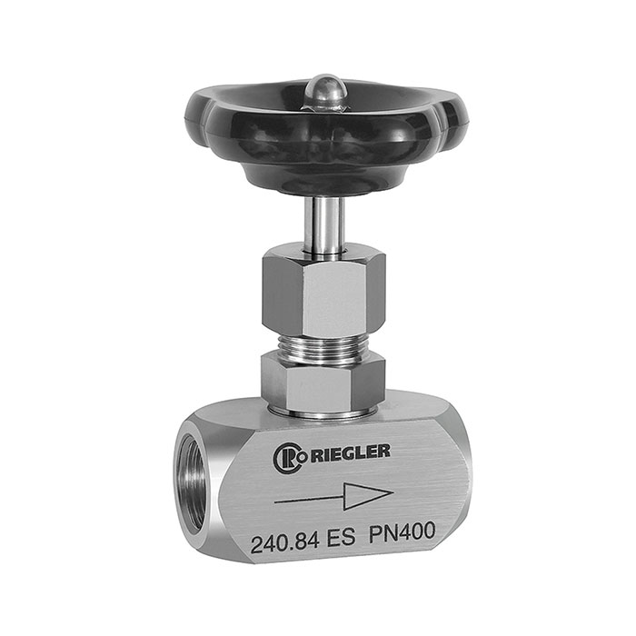 RIEGLER Nadelventil, Edelstahl 1.4571, G 1/8, DN 4, PN max. 400 bar