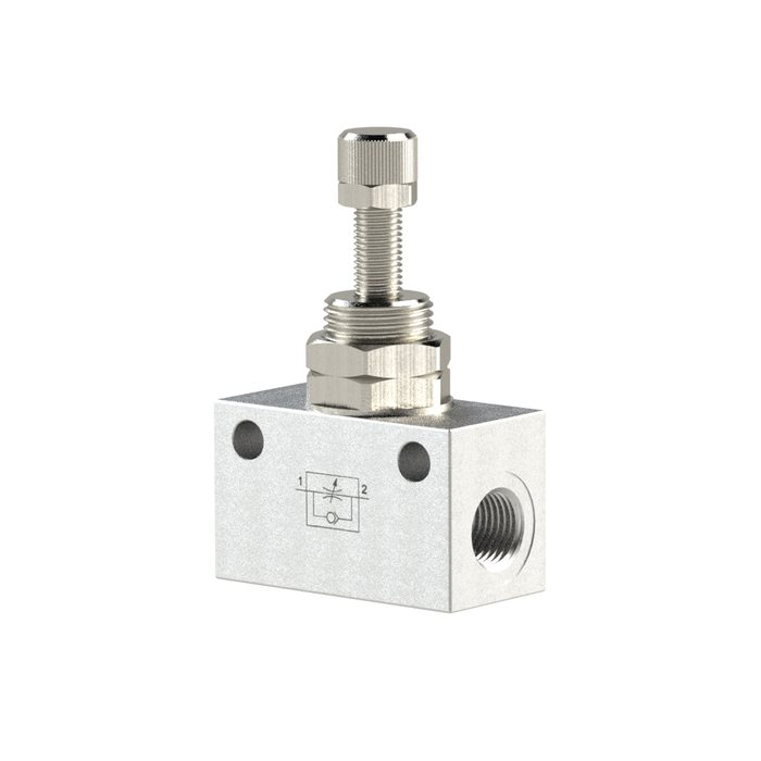 [103802] RIEGLER Throttle check valve, in block shape, Anodised aluminium, M5